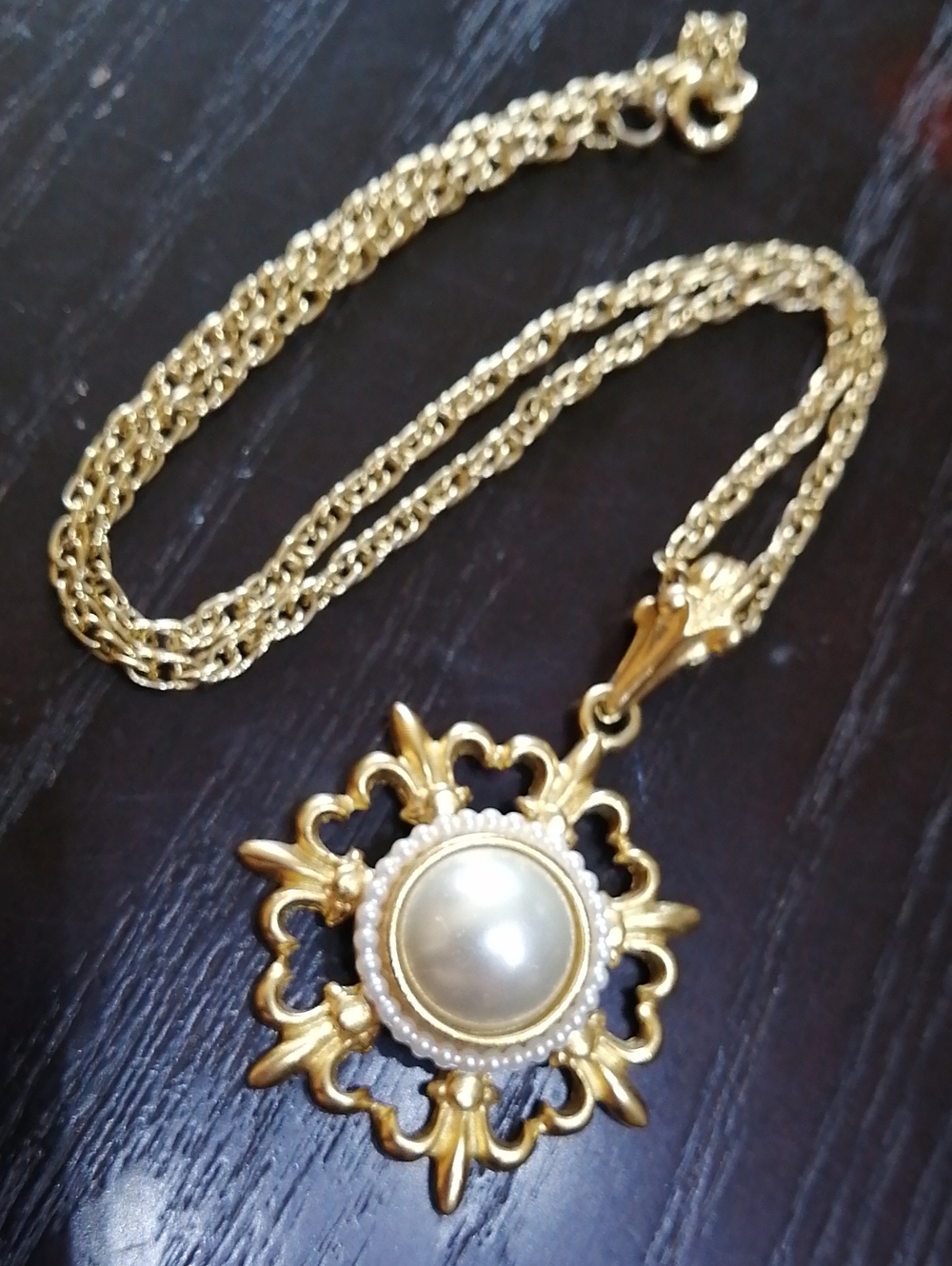 Fleur De Lys Gold-Tone Medallion Pendant On Rope Chain Necklace 18" Long